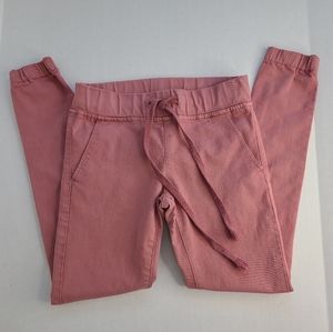 Pink pants elastic waist skinny pants